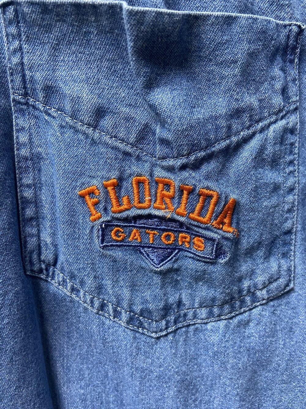University of Florida Button Down Shirt M Blue Long Sleeve Gators Mens Red Oak